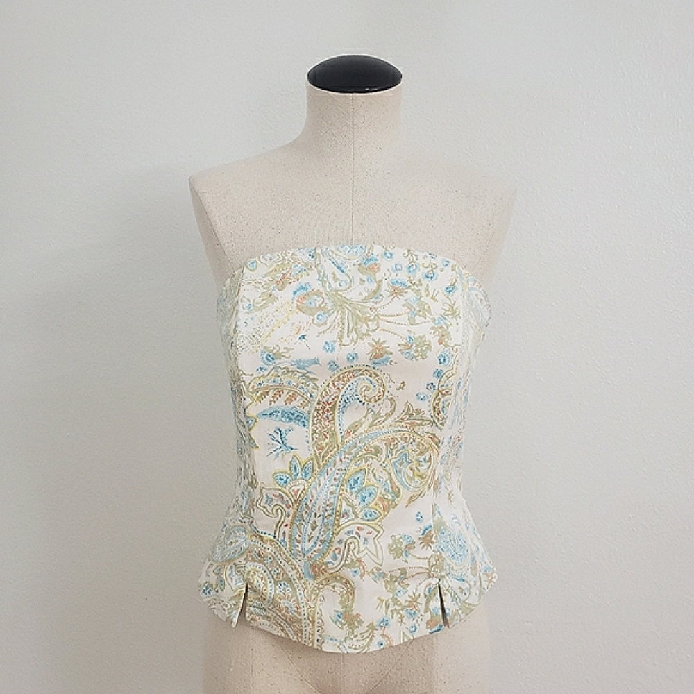 André Oliver Paisley Strapless Top Size 10